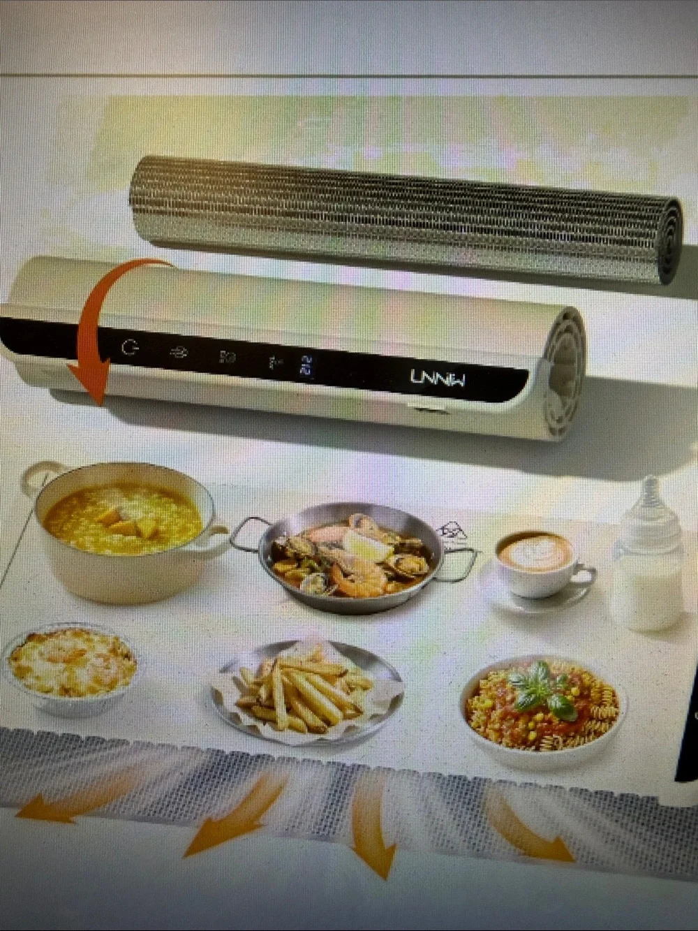 Portable White Countertop warming mat.